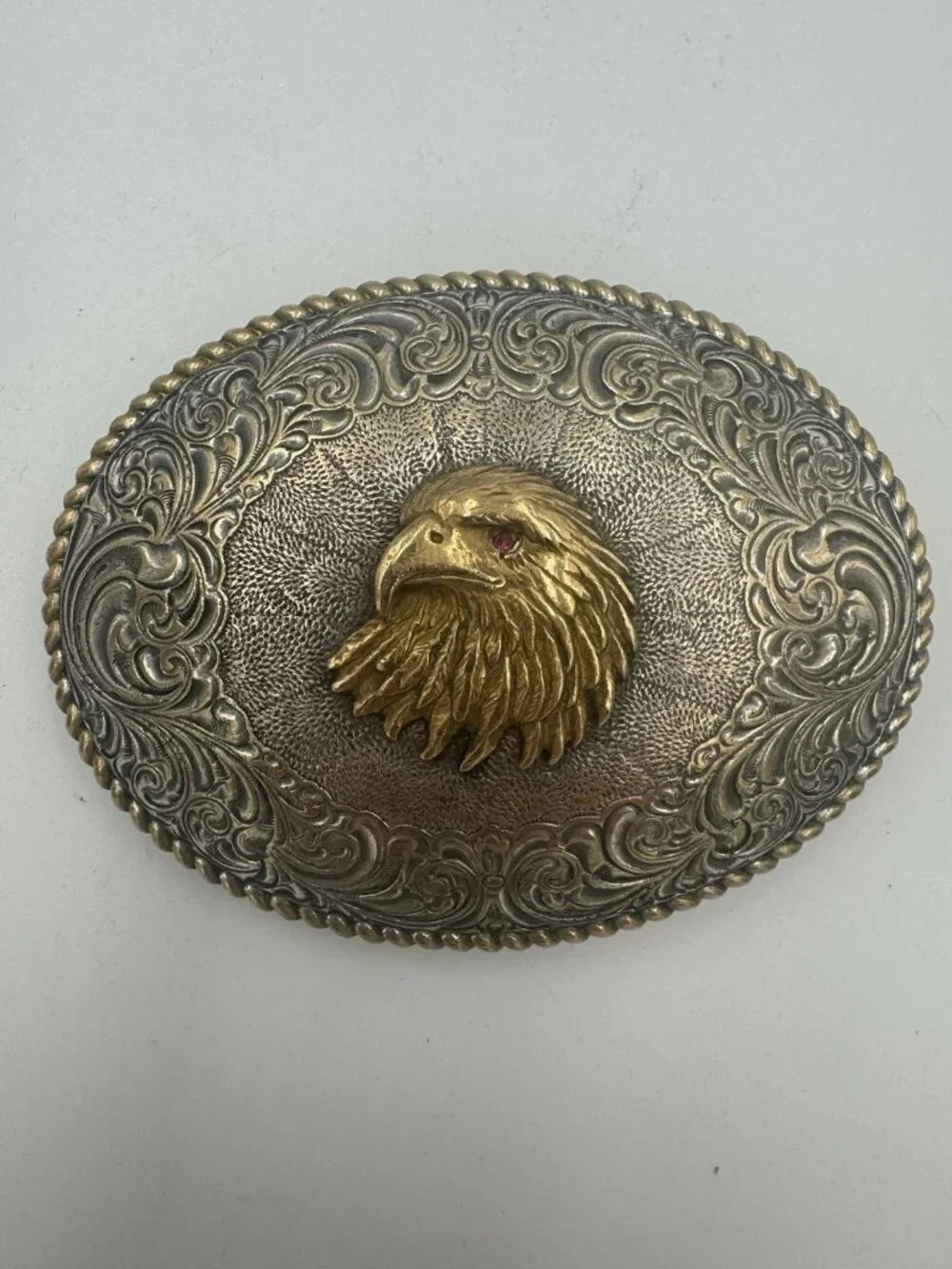 Vintage Crumrine Bald Eagle Belt Buckle Western USA 70s
